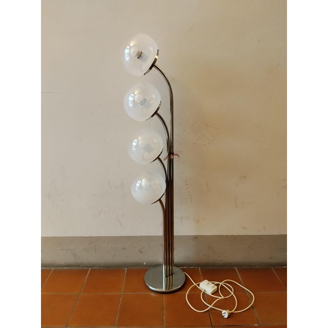 Silver Murano Glass Floor Lamp attributed to Goffredo Reggiani, 1960s For Sale - Image 8 of 18
