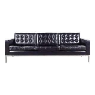 1980s Vintage Leather Sofa: Timeless Mid-Century Elegance Restored For Sale