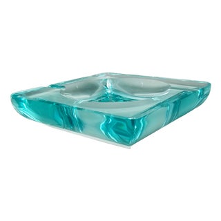Mid-Century Modern Italian Aquamarine Ashtray from Fontana Arte, 1970s For Sale
