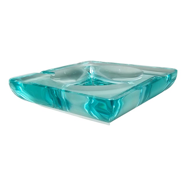 Mid-Century Modern Italian Aquamarine Ashtray from Fontana Arte, 1970s For Sale