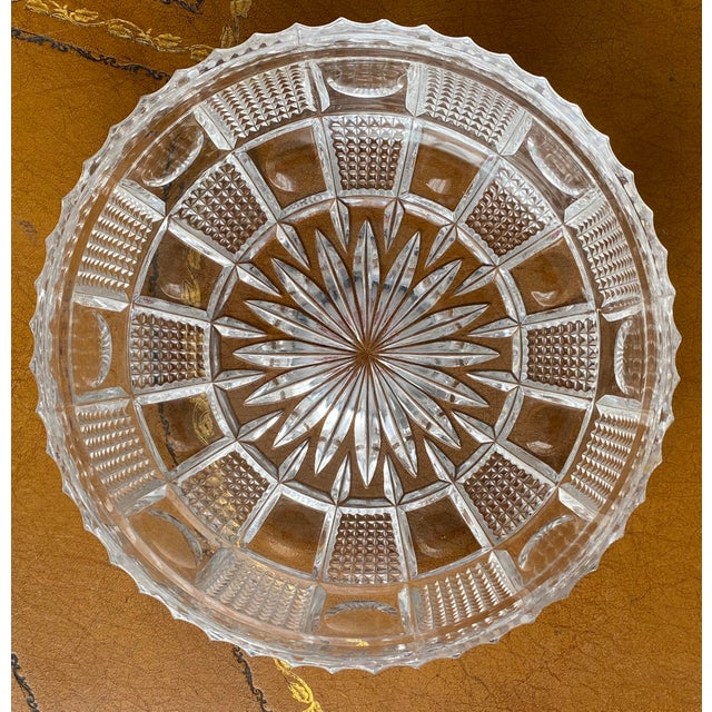 Mid 20th Century American Brilliant Crystal Bowl Diamond Checkers & Circles - Weddings For Sale - Image 5 of 7