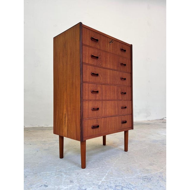 Teak Chest of Drawers with Lock, Denmark, 1960s For Sale - Image 11 of 11