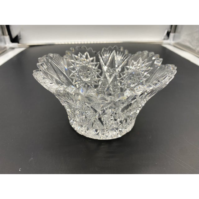 Late 19th Century Vintage 1853 Corning American Brilliant Period Cut Glass J Hoare Flared Bowl With Sawtooth Rim For Sale - Image 5 of 5