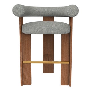 Collector Modern Cassette Bar Chair in Safire 12 Fabric and Smoked Oak by Alter Ego For Sale