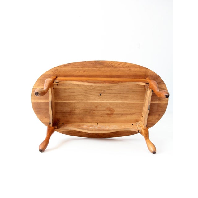 Vintage Oak Oval French Provincial Coffee Table For Sale - Image 11 of 17