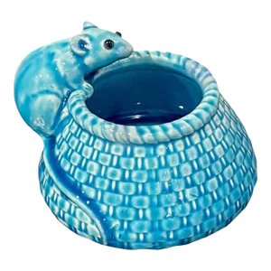 Late 19th Century French Aesthetic Turquoise Glazed Figural Mouse Vase