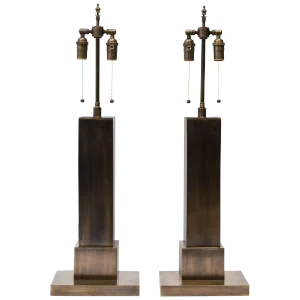 1940s Solid Brass Skyscraper Table Lamps - a Pair