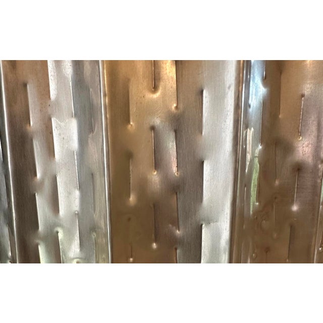 Metal Vintage Petite Hammered Brass Fluted Brutalist Planter / Cachepot / Jardinere in the Manner of Egidio Casagrande For Sale - Image 7 of 8