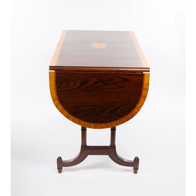 Mid 19th Century English Mahogany Drop-Leaf Console Table / Inlaid Decoration, Mid 19th Century For Sale - Image 5 of 14