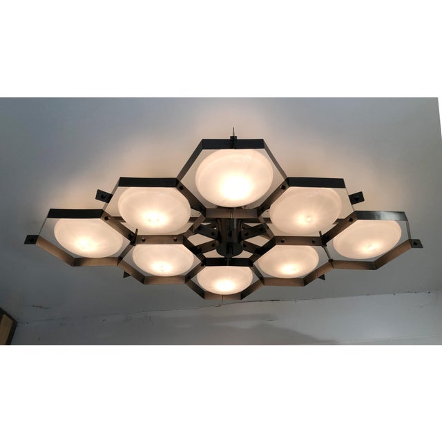 Not Yet Made - Made To Order 21st Century Beehive Satin Black Nickel Glossy Gray Murano Flush Mount by Fabio LTD For Sale - Image 5 of 9