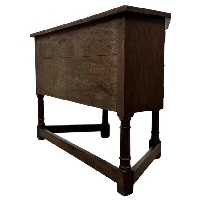 Brown Early 20th Century English Carved Oak Writing Desk For Sale - Image 8 of 13