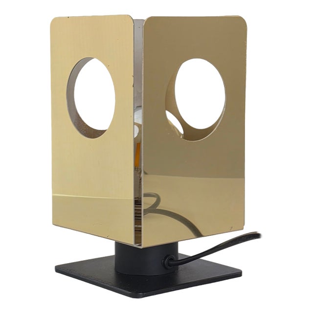 Vintage Gold-Plated Metal Table Lamp, 1960s For Sale