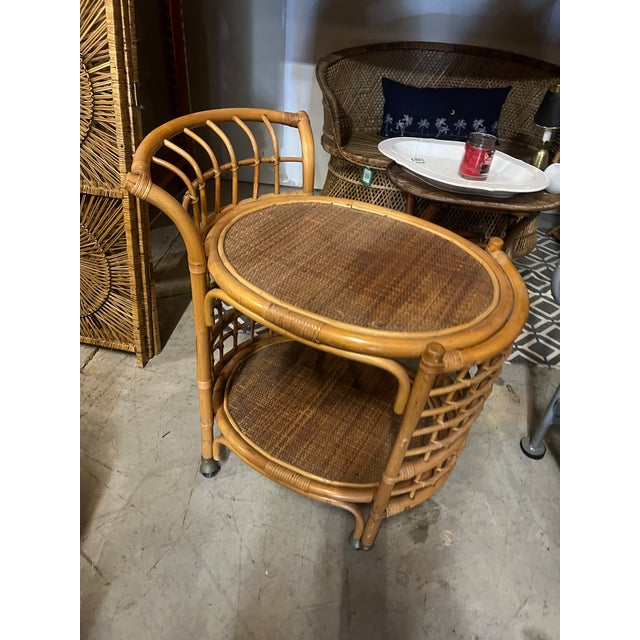 1970s 1970s Bohemian Bamboo Bar Cart/Tea Cart For Sale - Image 5 of 10