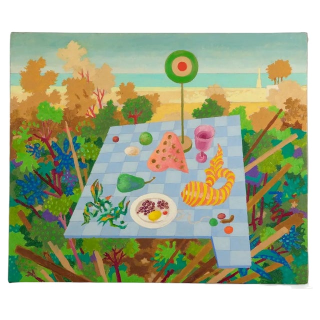 Leo Guida, Pic Nic, Original Acrylic Painting, Late 20th Century, Framed For Sale