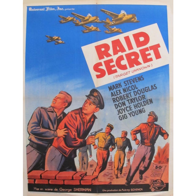 Paper 1951 Vintage American Wwii Movie Poster, Raid Secret For Sale - Image 7 of 7