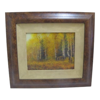 Mark Geller Signed Original Landscape Deer Leaves of Autumn Oil Painting For Sale