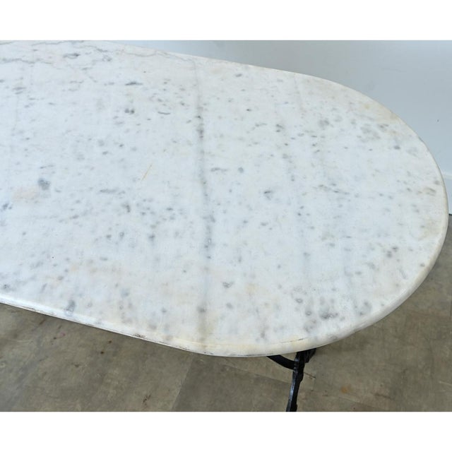 Early 20th Century Early 20th Century French Marble Top Capsule Shape Bistro Table For Sale - Image 5 of 11