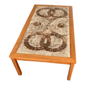 Mid 20th Century Danish Modern Teak Coffee Table With Handcrafted Ceramic Tiles From Denmark