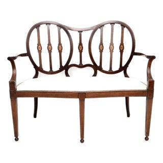 Antique Inlaid Edwardian Settee, 1900 For Sale
