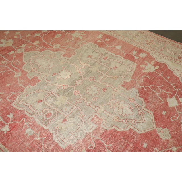 Red Ivory Medallion Oversize Antique Turkish Oushak Carpet - 11'4" x 16'6" For Sale - Image 11 of 16