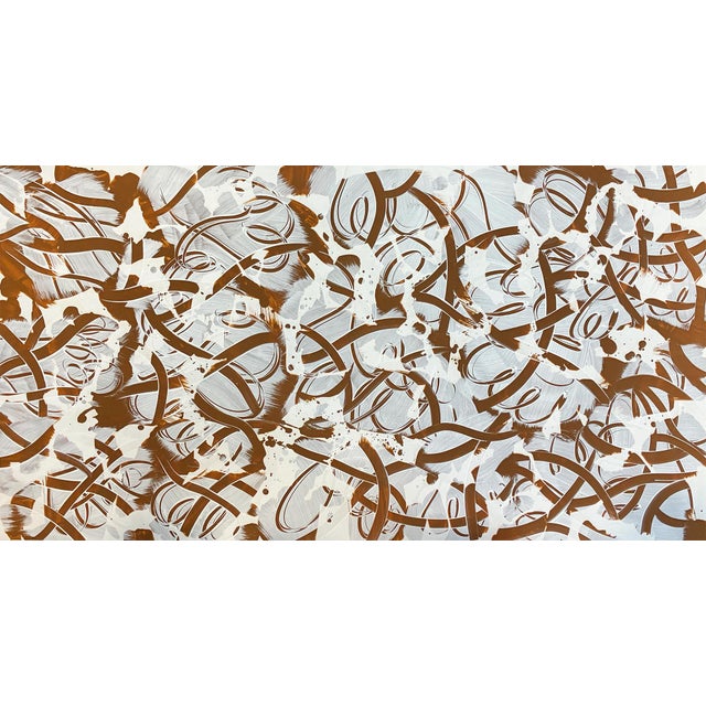 "Interlaced White Over Brown" by Artist Michael DesRosiers Acrylic Paint on Paper (2025) For Sale