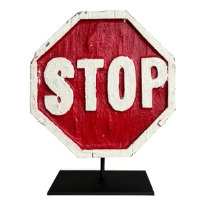 20th Century American Folk Art Carved Stop Sign