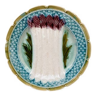 French Majolica Asparagus Plate Orchies, Circa 1890 For Sale