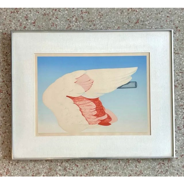 Late 20th Century Vintage Boho Flamingo Wing Signed and Numbered 1972 Lithograph For Sale - Image 5 of 7