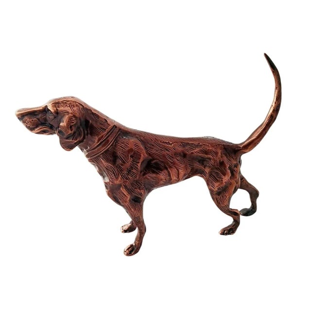Copper Antique Copper Finish Metal Dog Sculpture For Sale - Image 8 of 11
