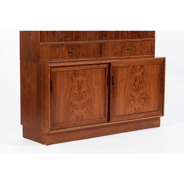 Mid Century Danish Rosewood Bookcase With Drop-Down Secretary Desk For Sale In Detroit - Image 6 of 18