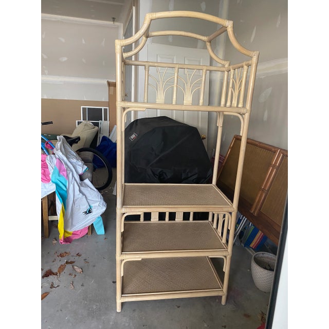 Vintage Coastal Style Rattan Etagere For Sale - Image 11 of 11