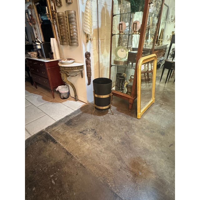 Mid-Century Modern Italian MCM Style Steel and Brass Umbrella Stands For Sale - Image 3 of 6