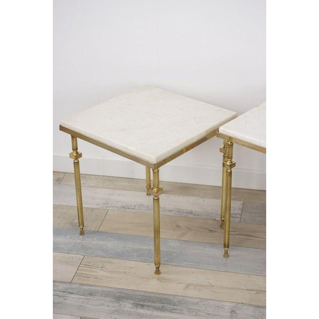 Metal Vintage Marble and Brass Nesting Tables, 1960s, Set of 3 For Sale - Image 7 of 8