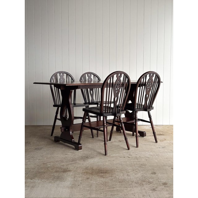 Vintage Old World Refectory Oak Trestle Dining Table For Sale - Image 14 of 17