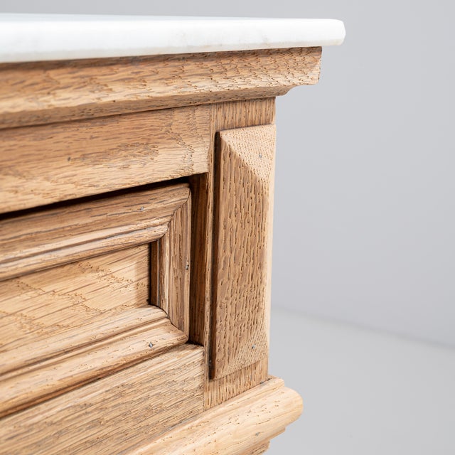 Early 20th Century French Oak Marble-Top Side Table For Sale - Image 4 of 15