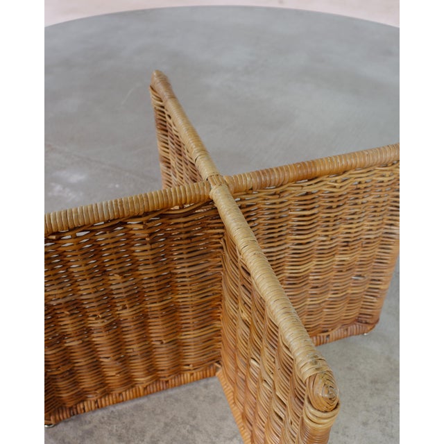Italian Organic Modern Rattan Wicker Glass Top Cocktail Table For Sale - Image 17 of 17
