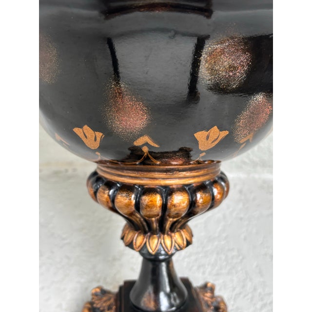 Black and Gold Decorative Pedestal Bowl For Sale In Orlando - Image 6 of 15