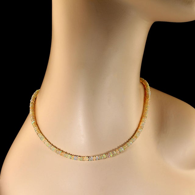 Traditional Late 20th Century Ajd 16 Inch Flashing Opal Necklace For Sale - Image 3 of 6