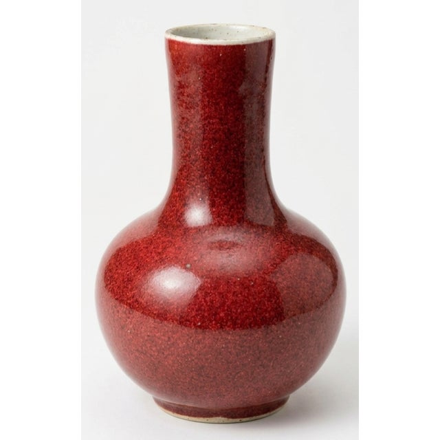 Chinese Sang de Boeuf (Oxblood) Glaze Vase has measurements of approximately 8.75"x5.5"x5.5"