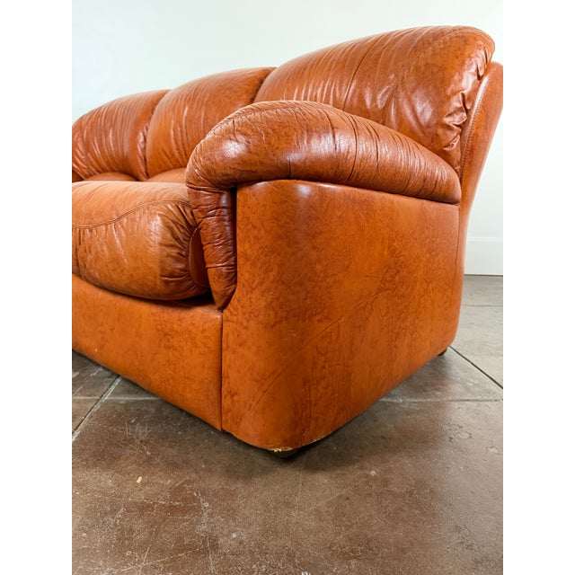 Vintage 1970's Italian Leather Sofa For Sale In Los Angeles - Image 6 of 13