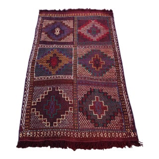 1970s Tribal Burgundy Geometric Oushak Cecim Rug For Sale