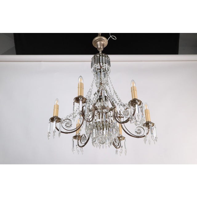 Early 20th Century Waterfall Crystal Chandelier For Sale - Image 12 of 17