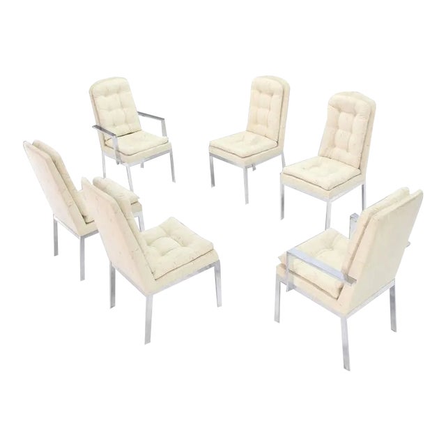 Vintage Mid Century Chrome and Upholstery Dining Chairs- Set of 6 For Sale