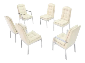 Vintage Mid Century Chrome and Upholstery Dining Chairs- Set of 6