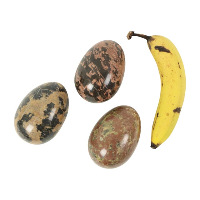 Large Marble Natural Stone Decorative Eggs, 1980s, Set of 3 For Sale - Image 10 of 12