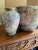 1970s Chinoiserie Pink & Teal Ceramic Vases- a Pair For Sale In Atlanta - Image 6 of 7