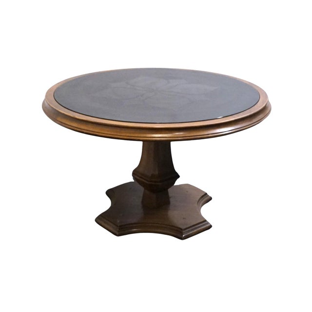Mediterranean Gordon's Fine Furniture Solid Walnut Spanish Mediterranean 44" Round Game Table W. Faux Granite Top For Sale - Image 3 of 4