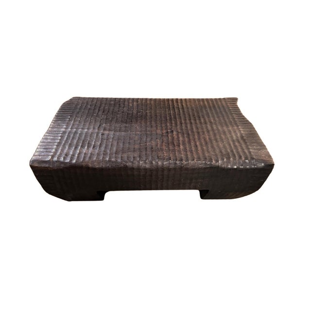Sculptural Solid Suar Wood Coffee Table With Espresso Burnt Finish For Sale - Image 9 of 9