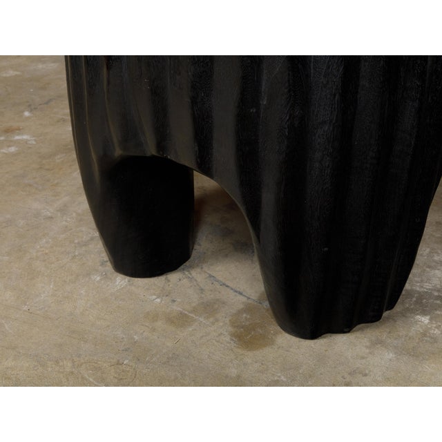 Black Mid 20th Century Sculptural Pair of Midcentury African Wood Spoon Back Black Chairs For Sale - Image 8 of 12