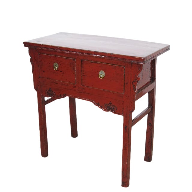 Small Red Antique Wine Console Table For Sale - Image 4 of 8